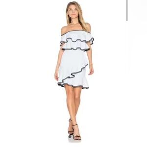 Rebecca Vallance sky blue  and Black Ruffled Tiered Sundress